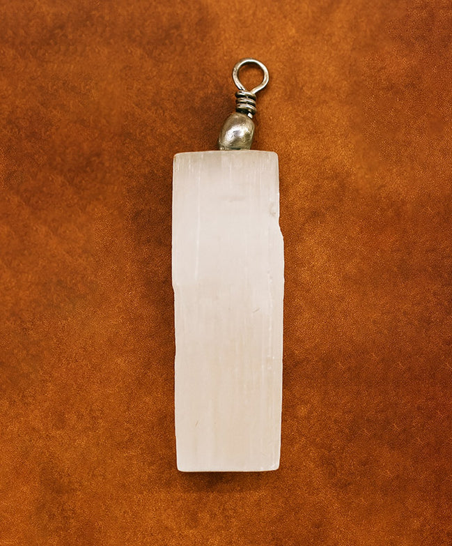Selenite Natural Pendant – Sterling Silver Necklace Handmade