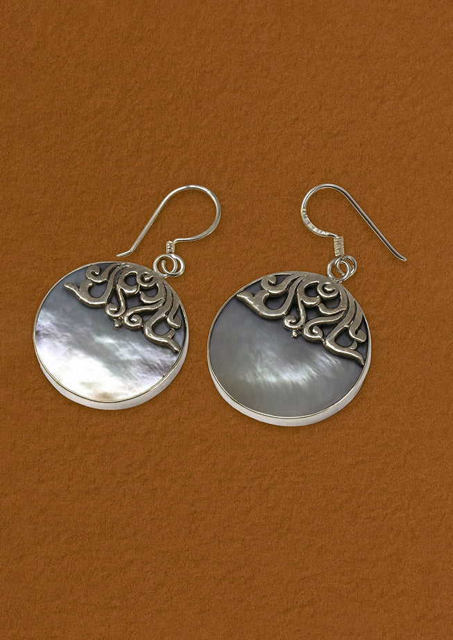 Silver Earrings for Women – Classic Disc MOP