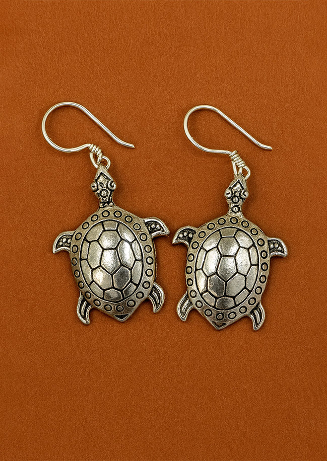 Silver Earrings for Women – Turtle Design