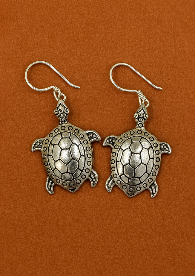 Silver Earrings for Women – Turtle Design