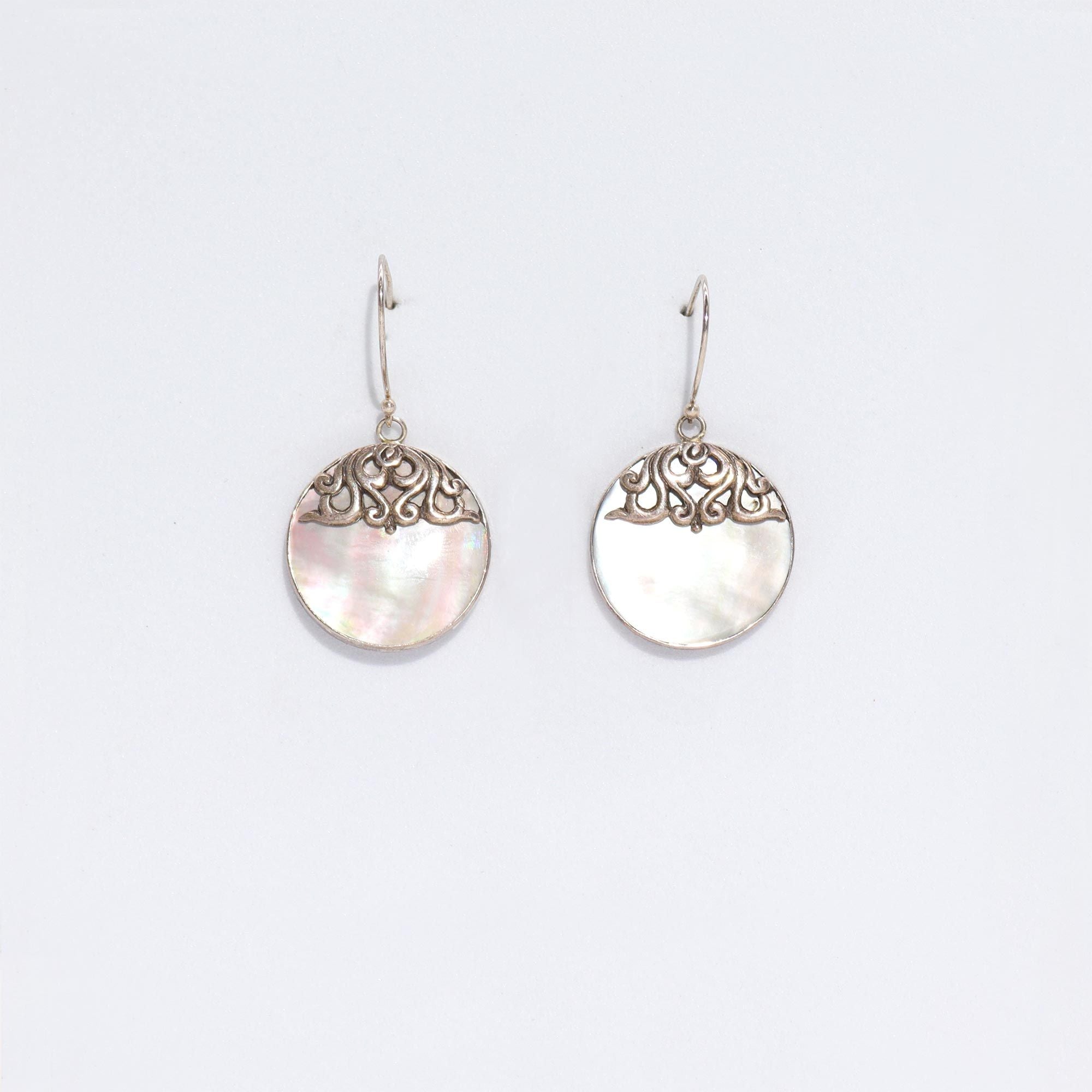 Silver Earrings for Women – Classic Disc MOP