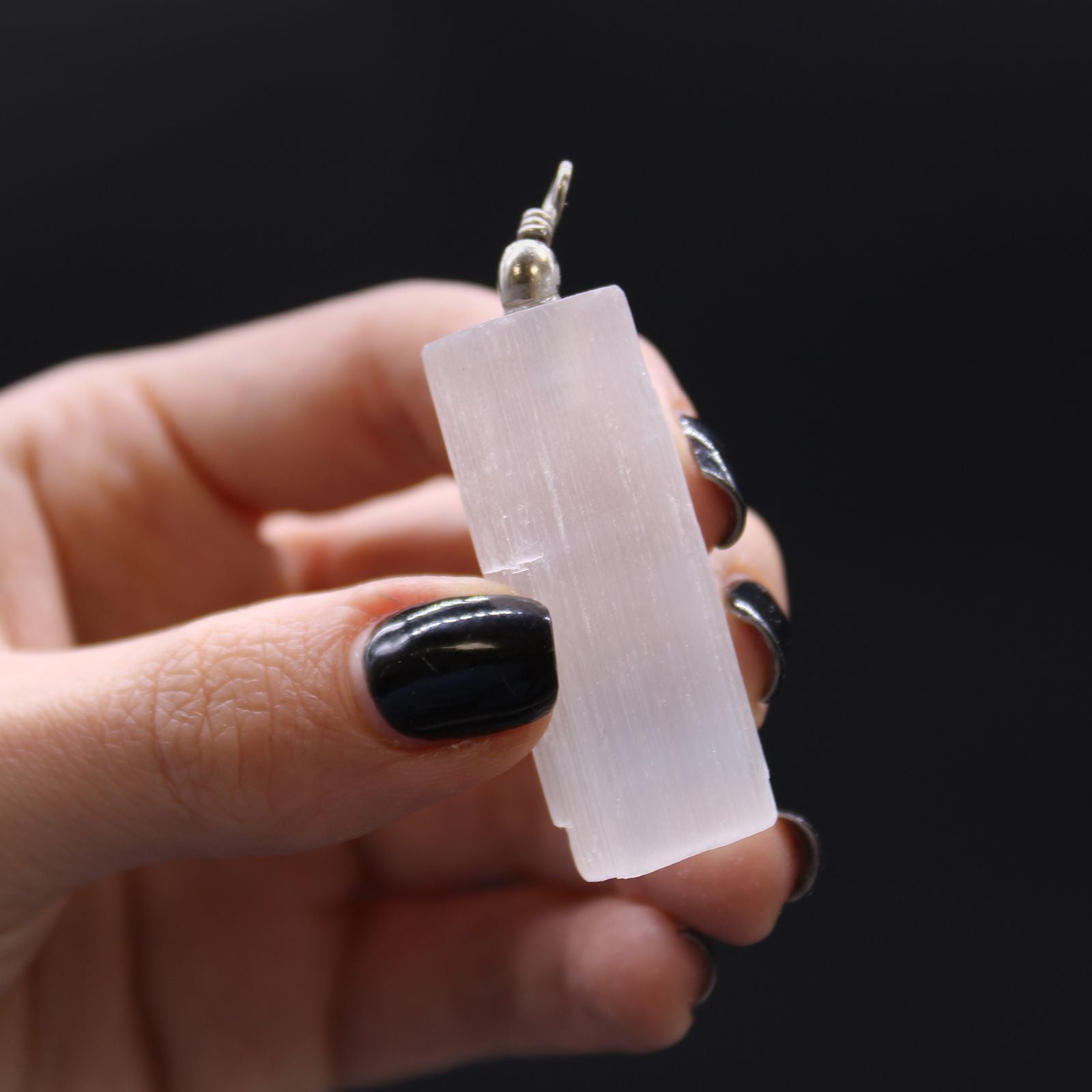 Selenite Natural Pendant – Sterling Silver Necklace Handmade