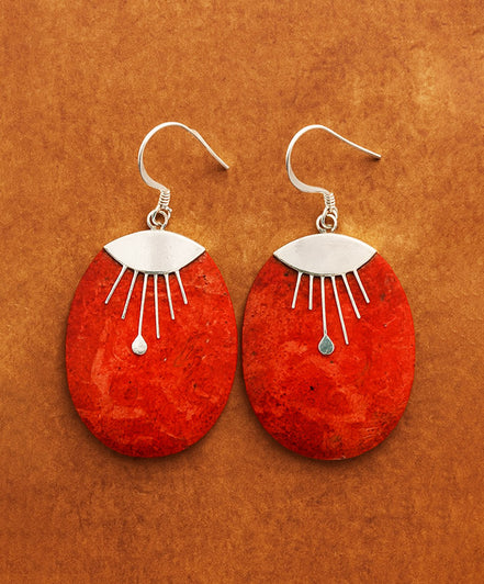 925 Silver Earrings – Oval Décor