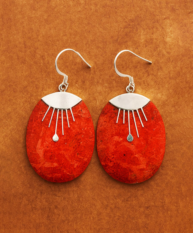 925 Silver Earrings – Oval Décor