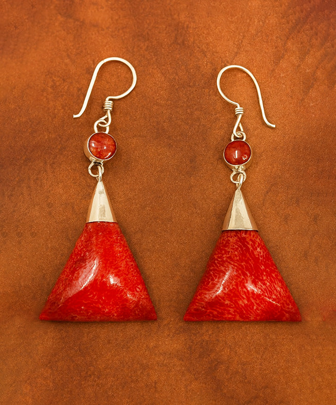 925 Silver Earrings – Triangle Double Drop
