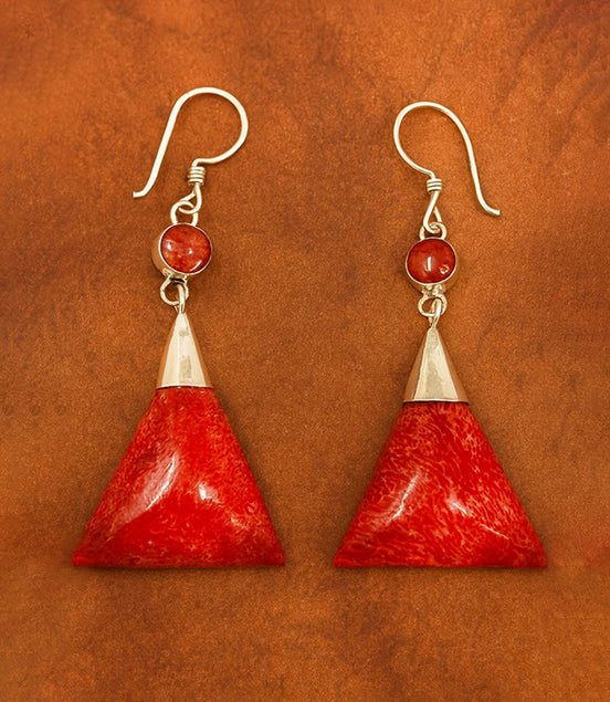 925 Silver Earrings – Triangle Double Drop