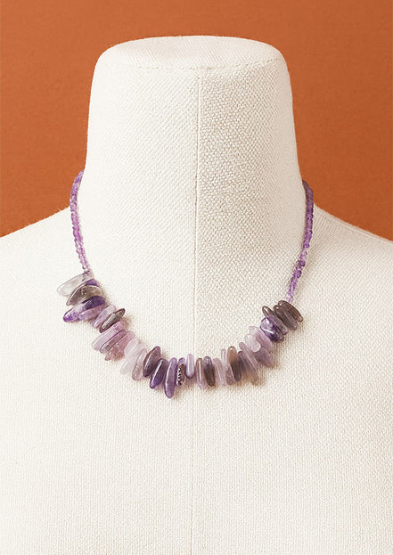Amethyst Gemstone Necklace – Longstone Pendant Design