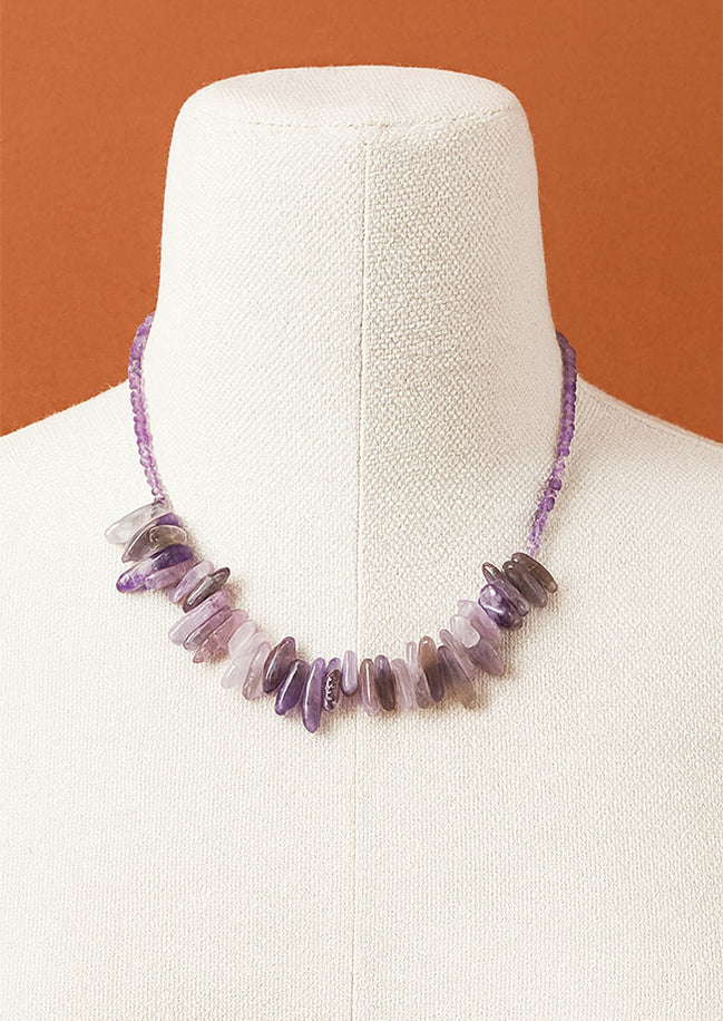 Amethyst Gemstone Necklace – Longstone Pendant Design