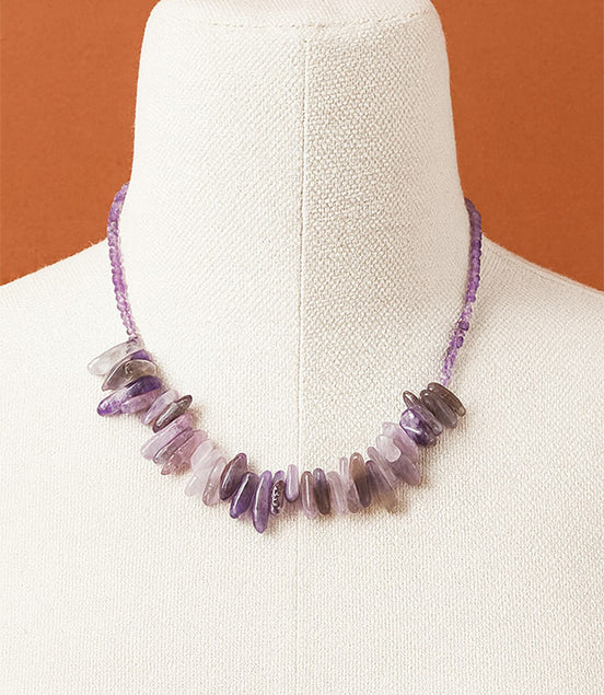 Amethyst Gemstone Necklace – Longstone Pendant Design