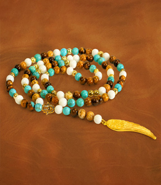 Angel Wing Multi Beads Gemstone Necklace