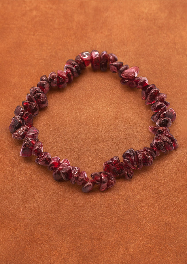 Blood Garnet Chipstone Bracelet – Polished Natural Stones