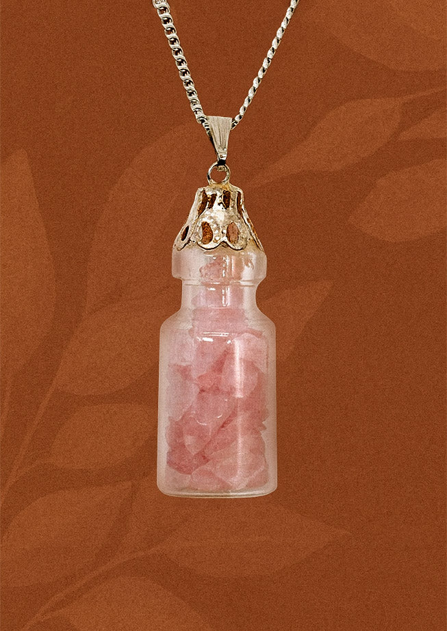 Bottled Gemstones Necklace - Rose Quartz