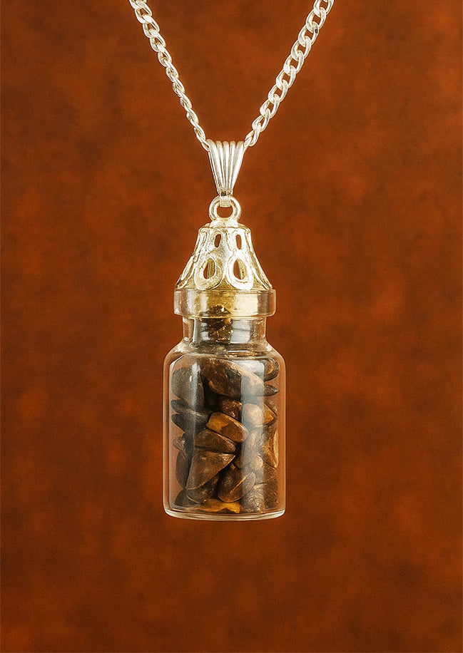 Bottled Gemstones Necklace - Tiger Eye