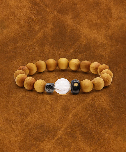 Cedarwood Crown Chakra Bangle with Clear Quartz.