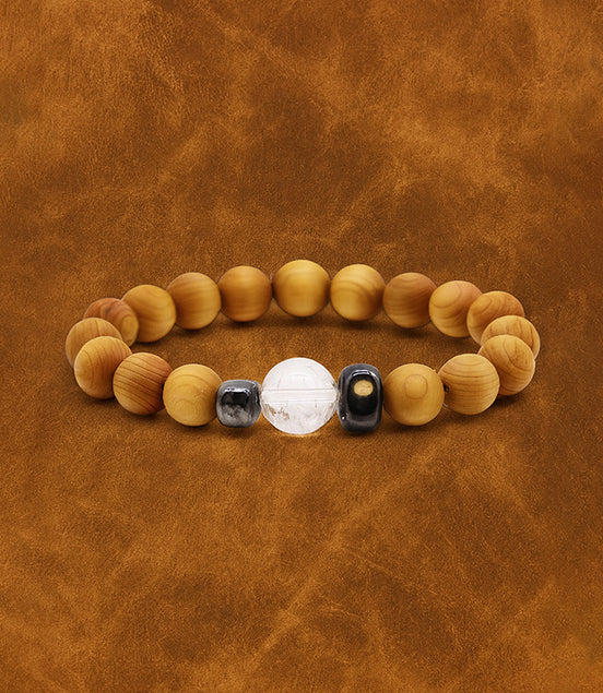 Cedarwood Crown Chakra Bangle with Clear Quartz.