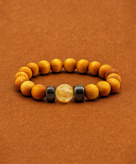 Cedarwood Solar Plexus Chakra Bangle with Citrine
