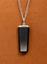 Gemstone Flat Pencil Pendant – Black Agate