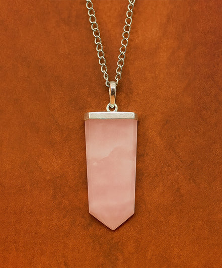 Gemstone Flat Pencil Pendant – Rose Quartz