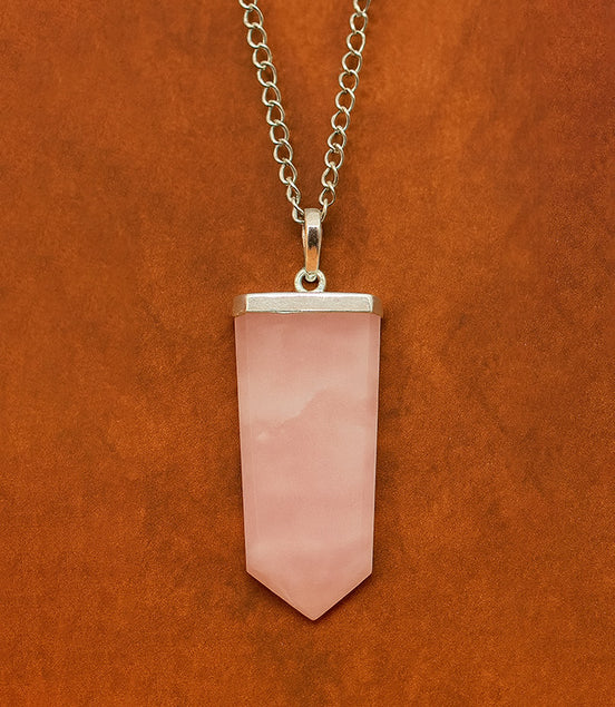 Gemstone Flat Pencil Pendant – Rose Quartz