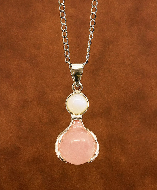 Gemstone Healing Hands Pendant – Rose Quartz