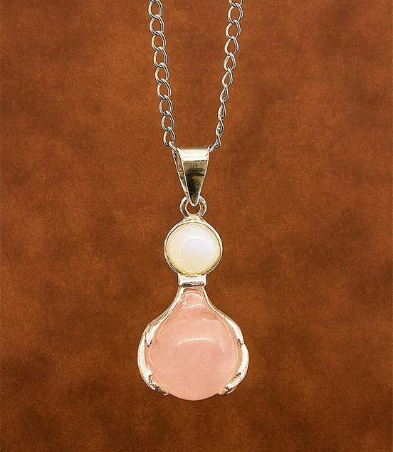 Gemstone Healing Hands Pendant – Rose Quartz
