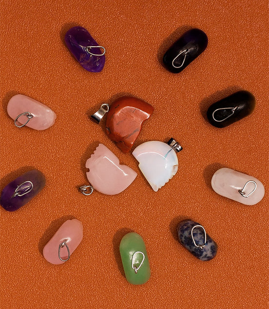 Gemstone Mini Skull Pendants – 12 Assorted 20x15mm