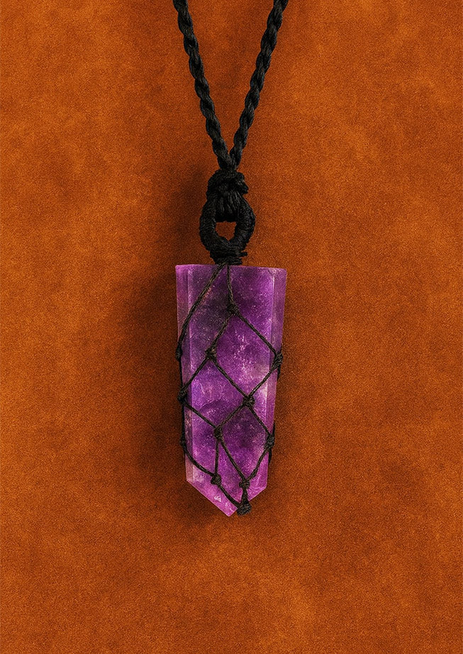 Laced Gemstone Flat Point Amethyst Necklace