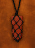 Laced Gemstone Flat Point Pendant Necklace – Red Jasper