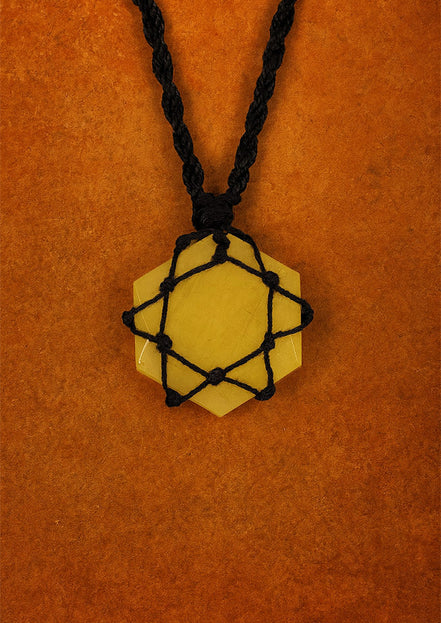 Laced Gemstone Hexagon Pendant Necklace – Yellow Quartz