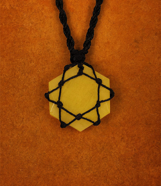 Laced Gemstone Hexagon Pendant Necklace – Yellow Quartz
