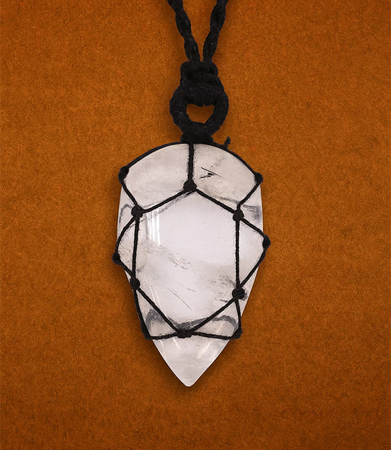 Laced Gemstone Teardrop Pendant Necklace – Rock Quartz