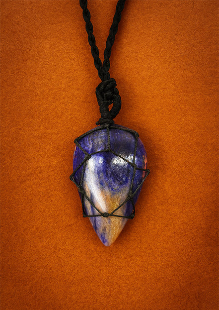 Laced Gemstone Teardrop Pendant Necklace – Sodalite