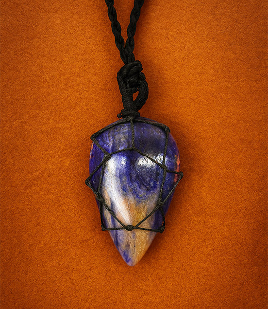 Laced Gemstone Teardrop Pendant Necklace – Sodalite