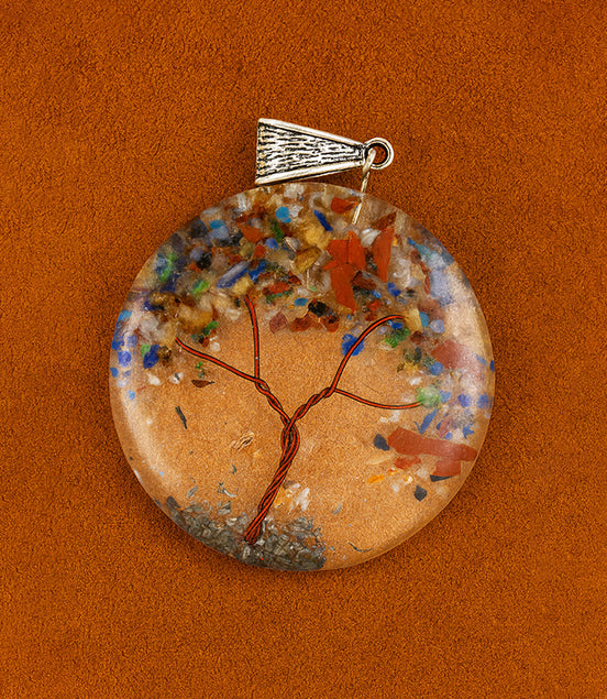 Orgonite Power Pendant – Round Amethyst Tree (Mix)