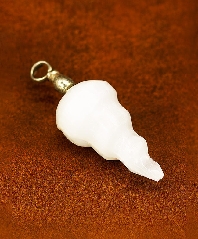 Selenite Spiral Pendant – Sterling Silver Necklace Handmade