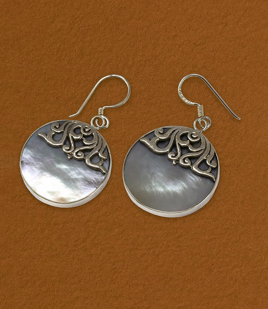 Silver Earrings for Women – Classic Disc MOP