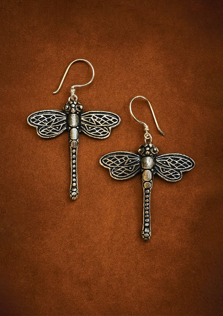 Silver Earrings for Women – Dragonfly Design