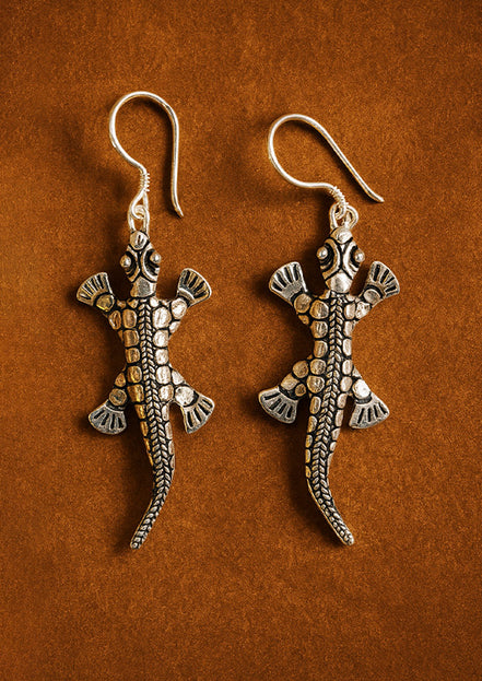 Silver Earrings for Women – Lizard Design