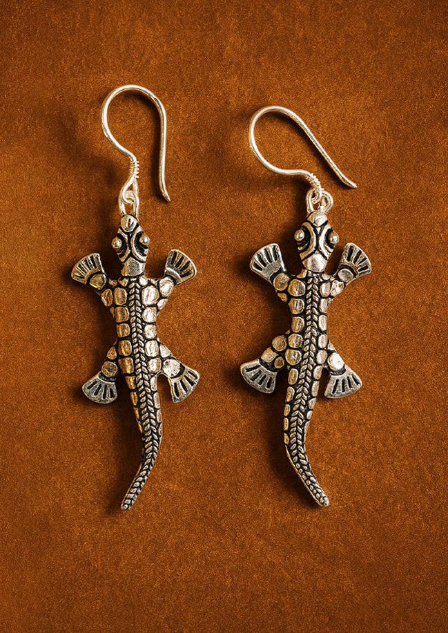 Silver Earrings for Women – Lizard Design