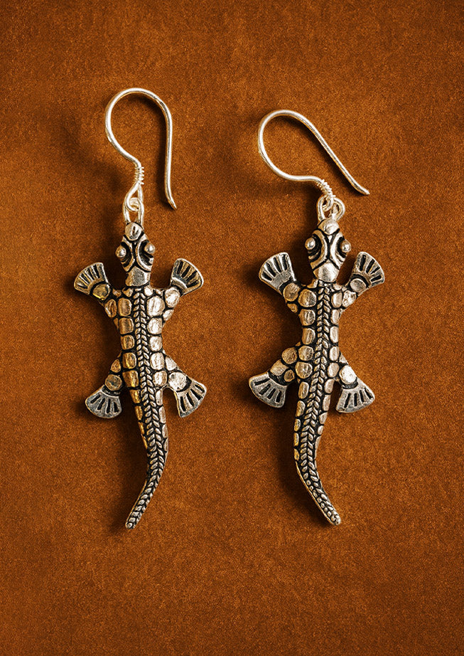 Silver Earrings for Women – Lizard Design