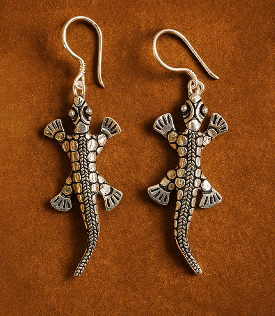 Silver Earrings for Women – Lizard Design