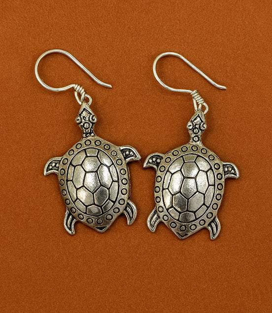 Silver Earrings for Women – Turtle Design