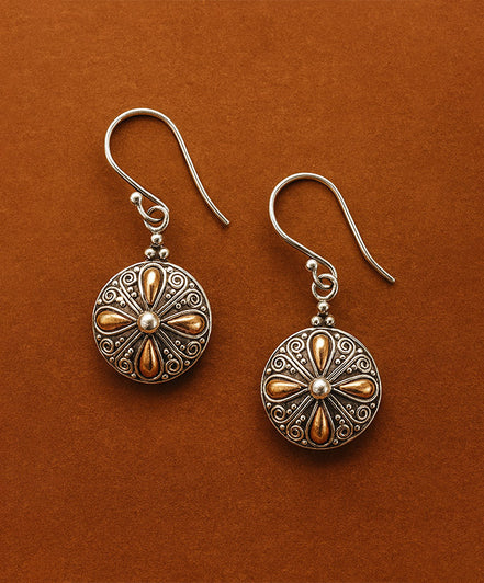 Silver & Gold Earring – Classic Round