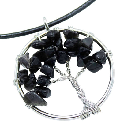Tree of Life Pendant - Black Agate