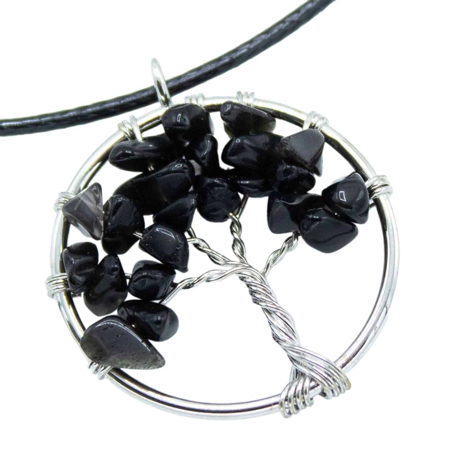 Tree of Life Pendant - Black Agate