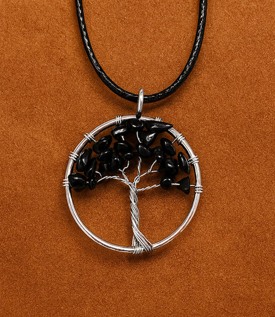 Tree of Life Pendant - Black Agate
