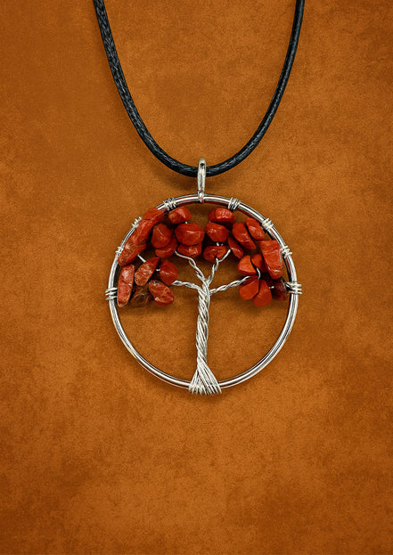 Tree of Life Pendant - Red Jasper