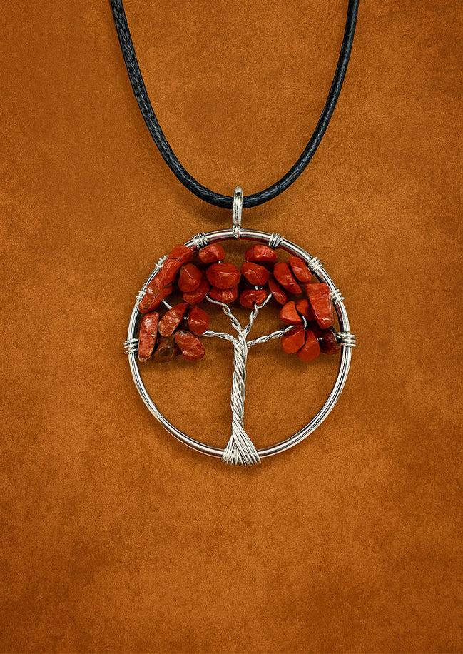 Tree of Life Pendant - Red Jasper