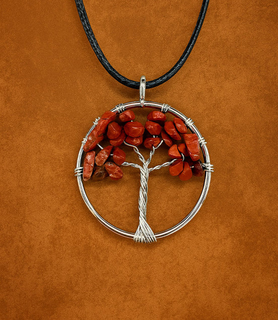 Tree of Life Pendant - Red Jasper
