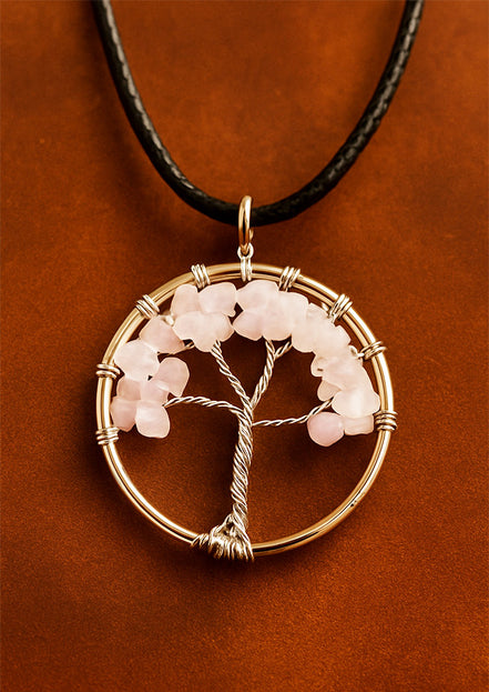 Tree of Life Pendant - Rose Quartz